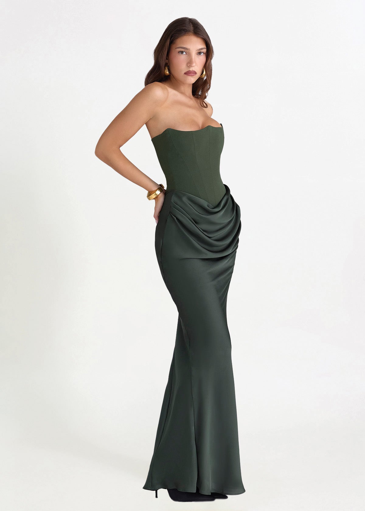 Persephone Corset Dress in Emerald Green ICYBOO