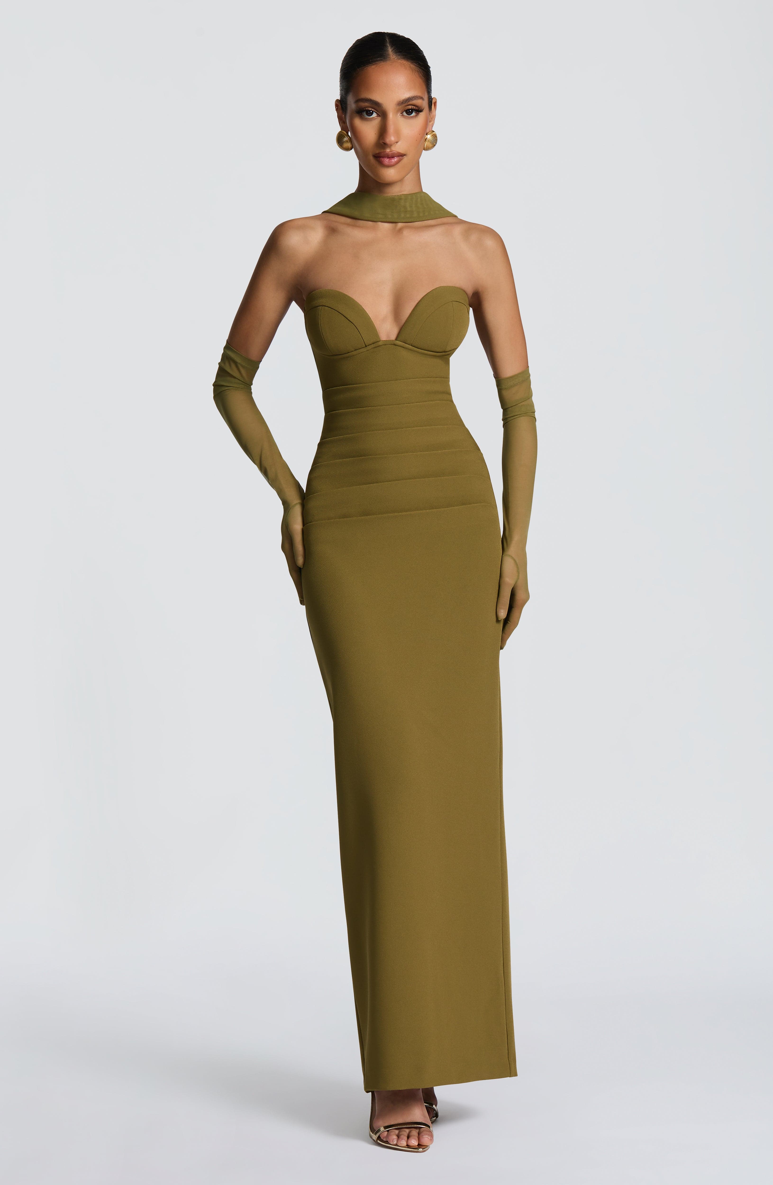 Lindsey Deep Olive Maxi Dress
