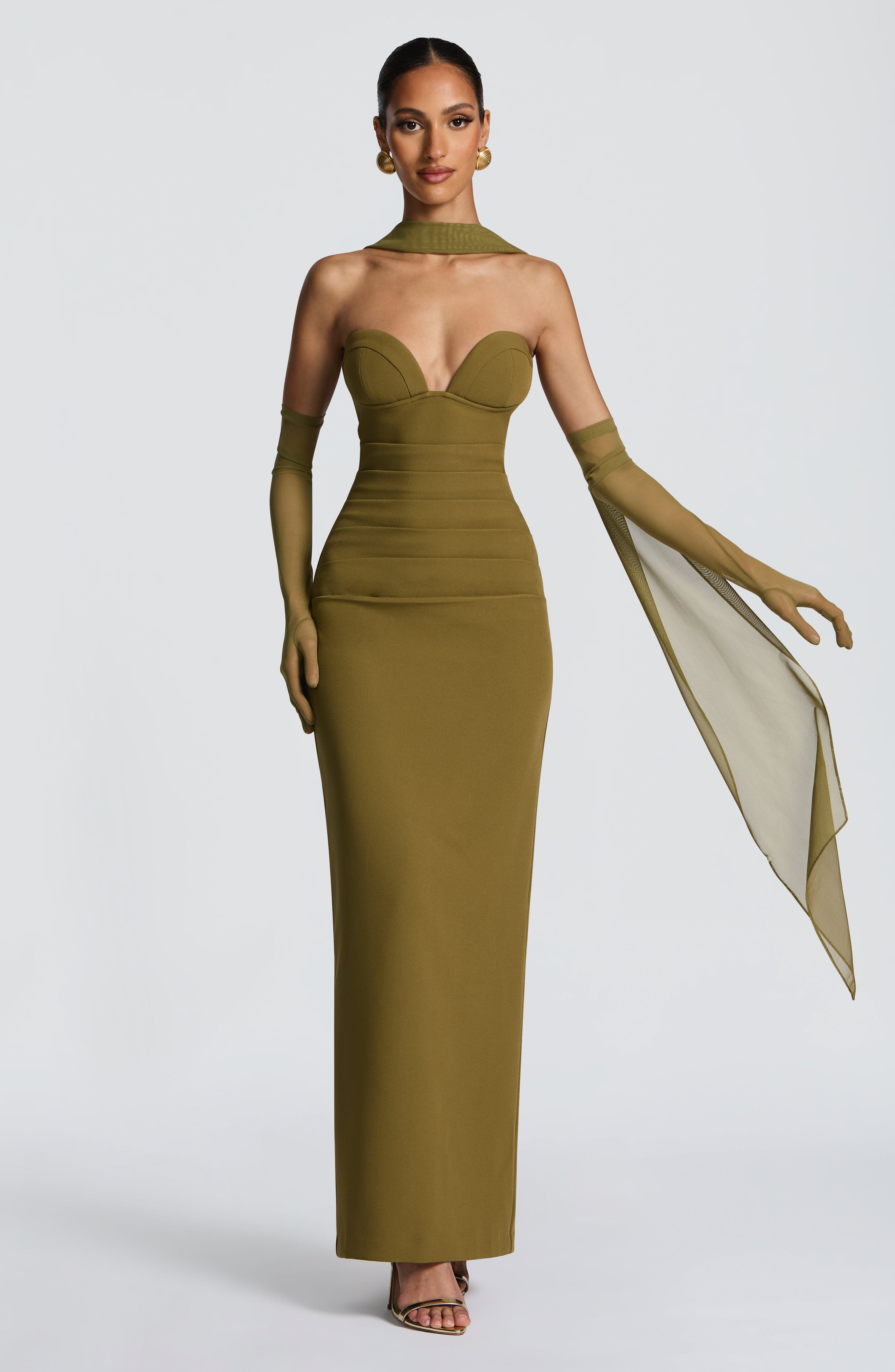 Lindsey Deep Olive Maxi Dress