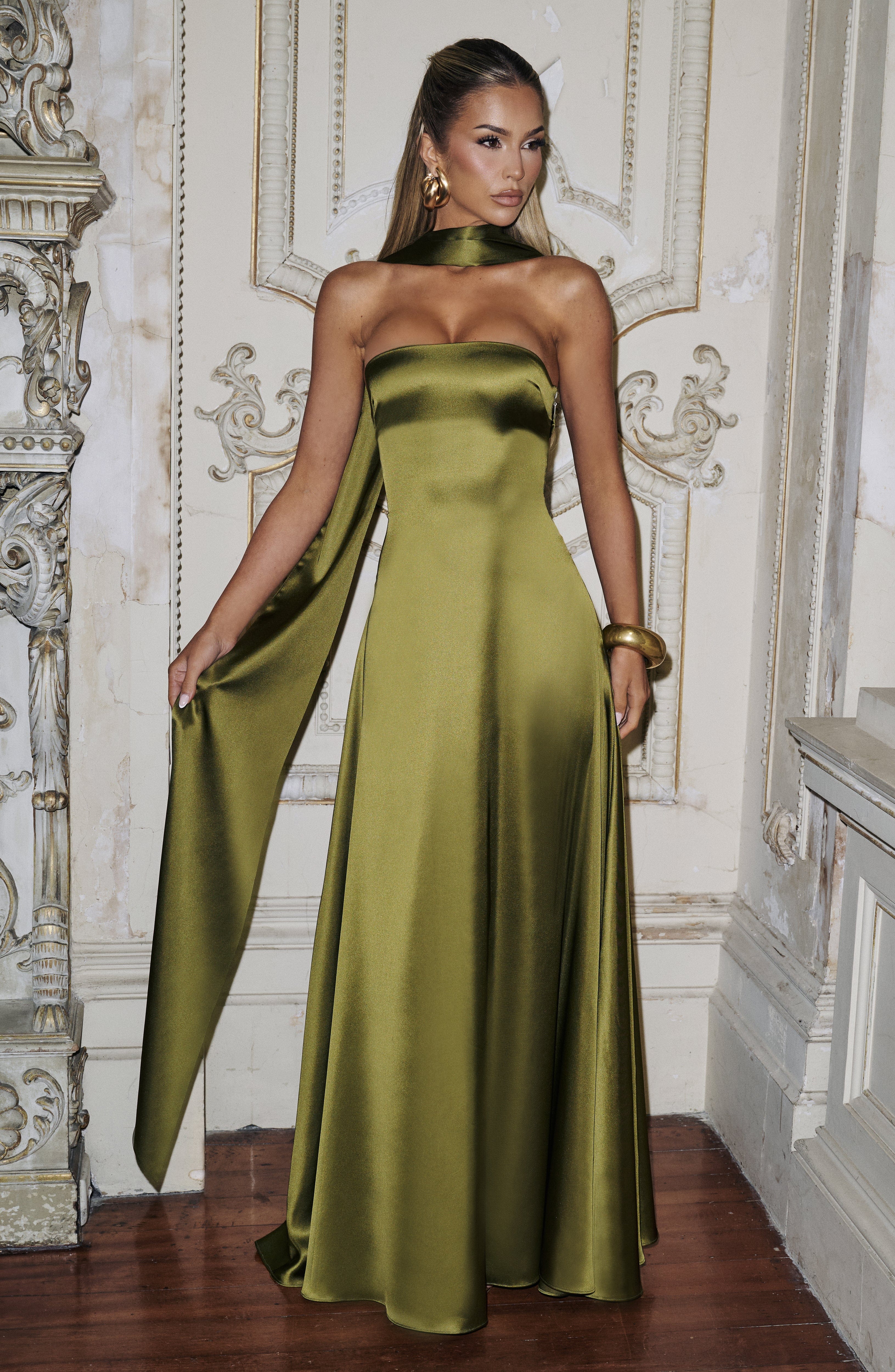 Morven Deep Olive Maxi Dress