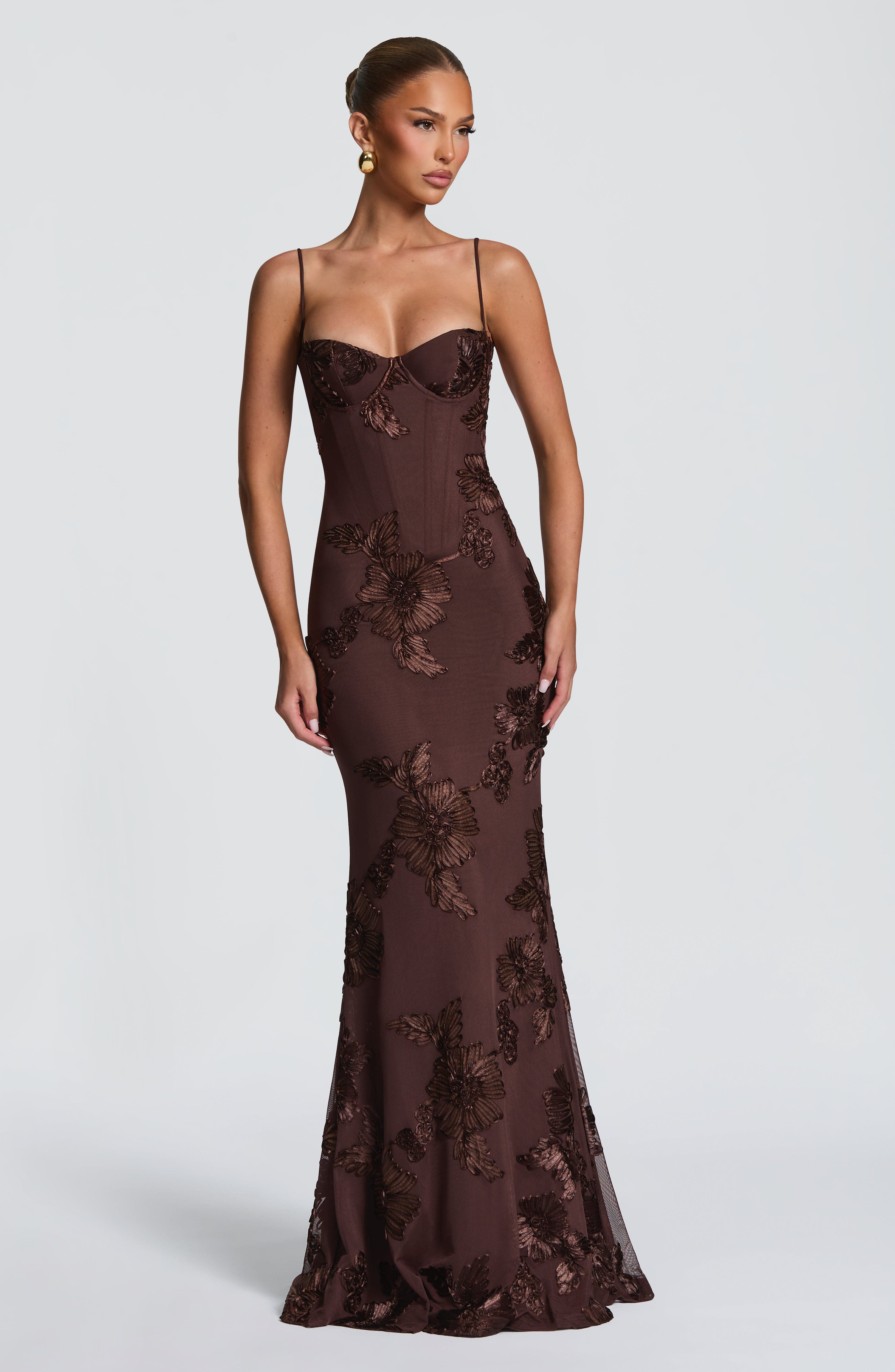 Nefertiti Maxi Dress - Plum Brown ICYBOO