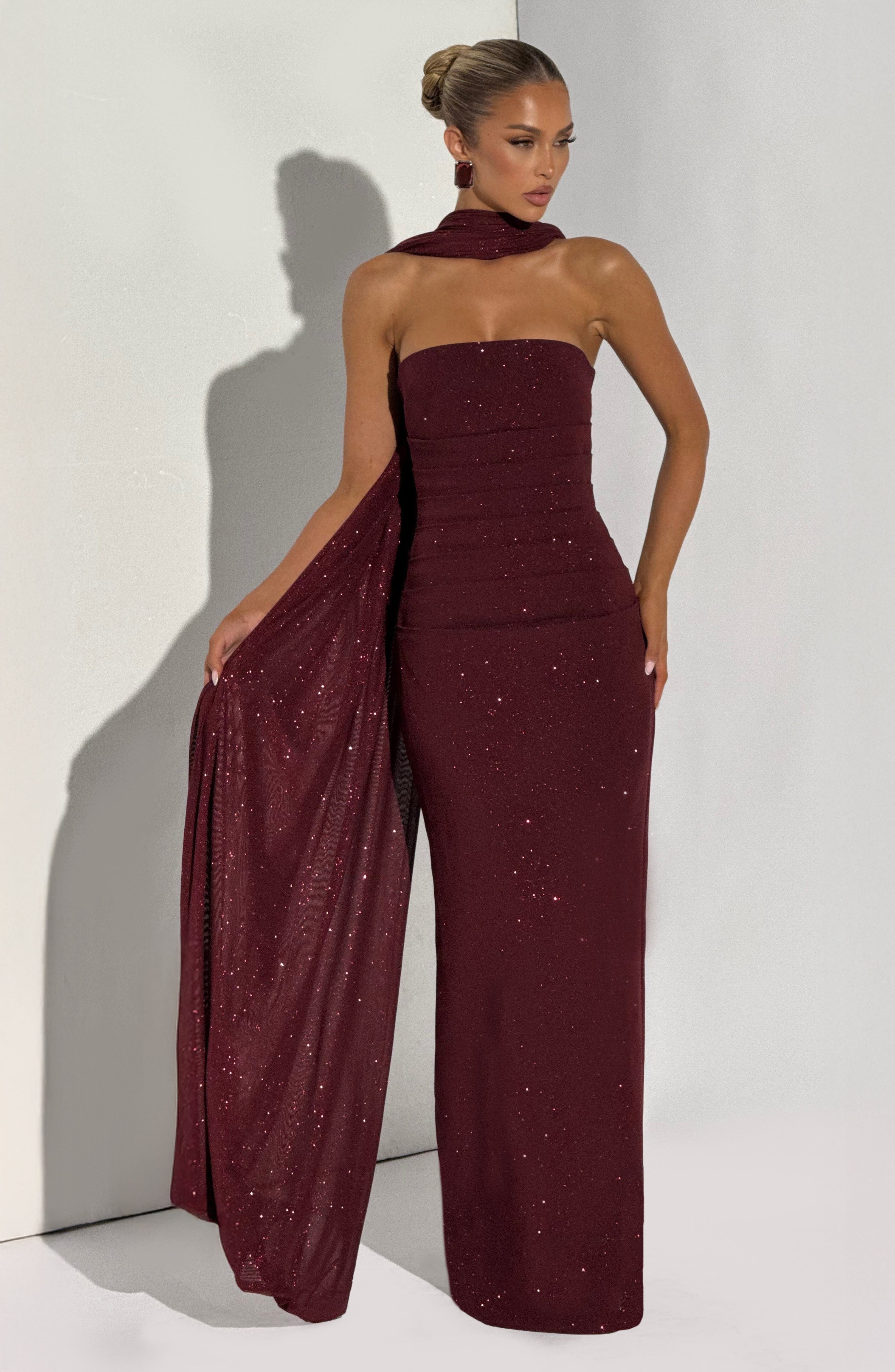 Pandra Wine Sparkle Maxi Dress