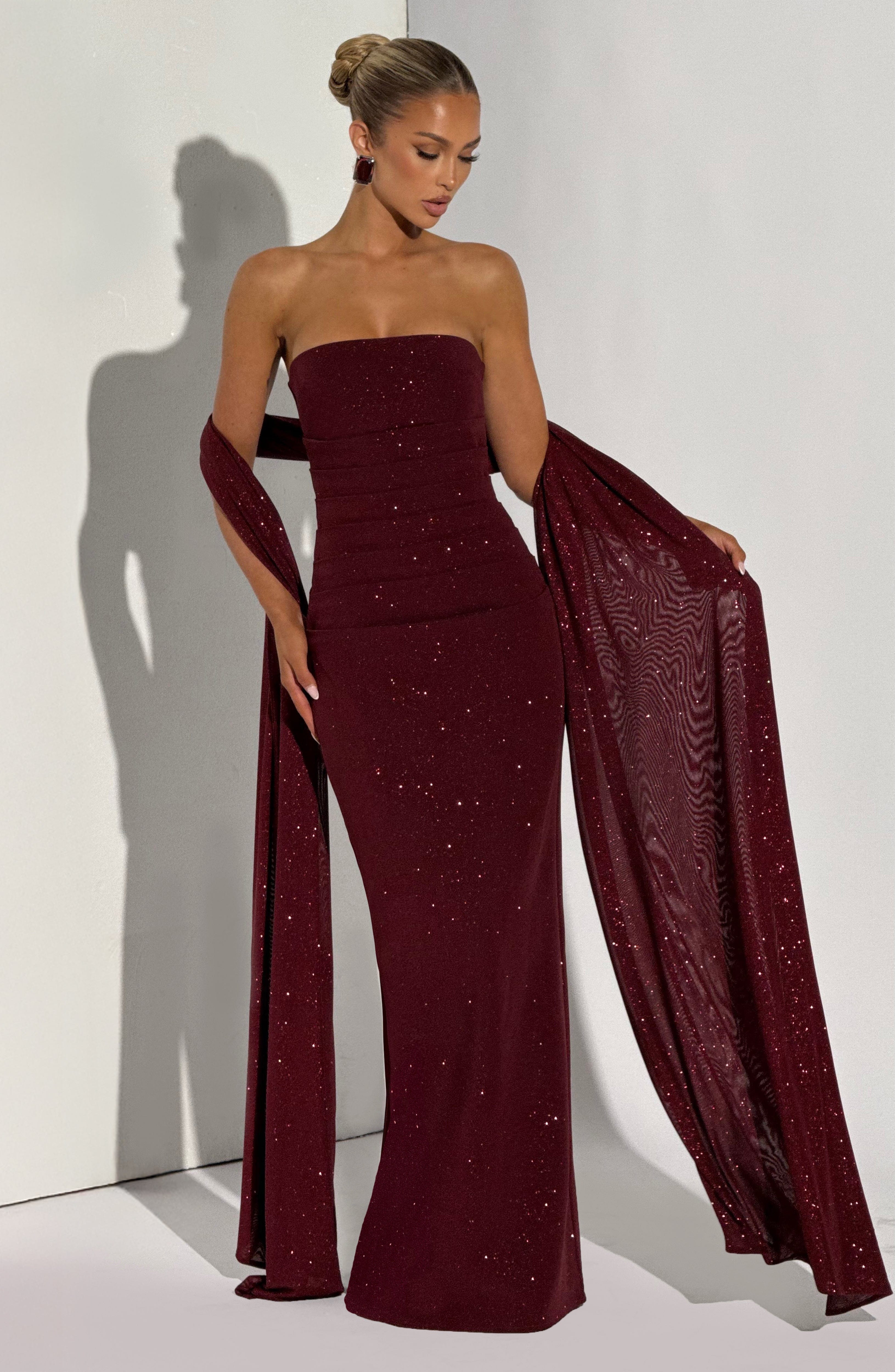 Pandra Wine Sparkle Maxi Dress