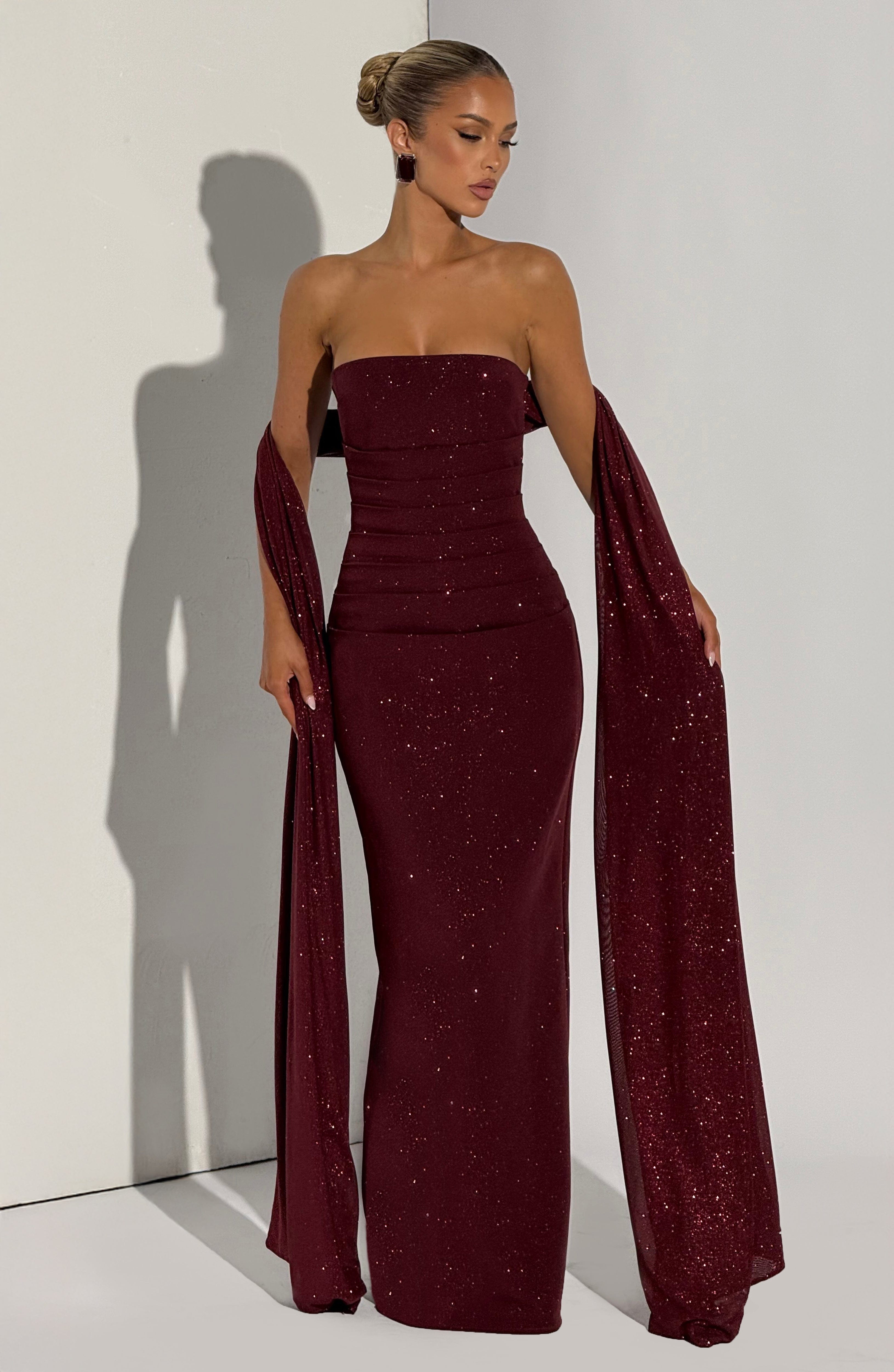 Pandra Wine Sparkle Maxi Dress