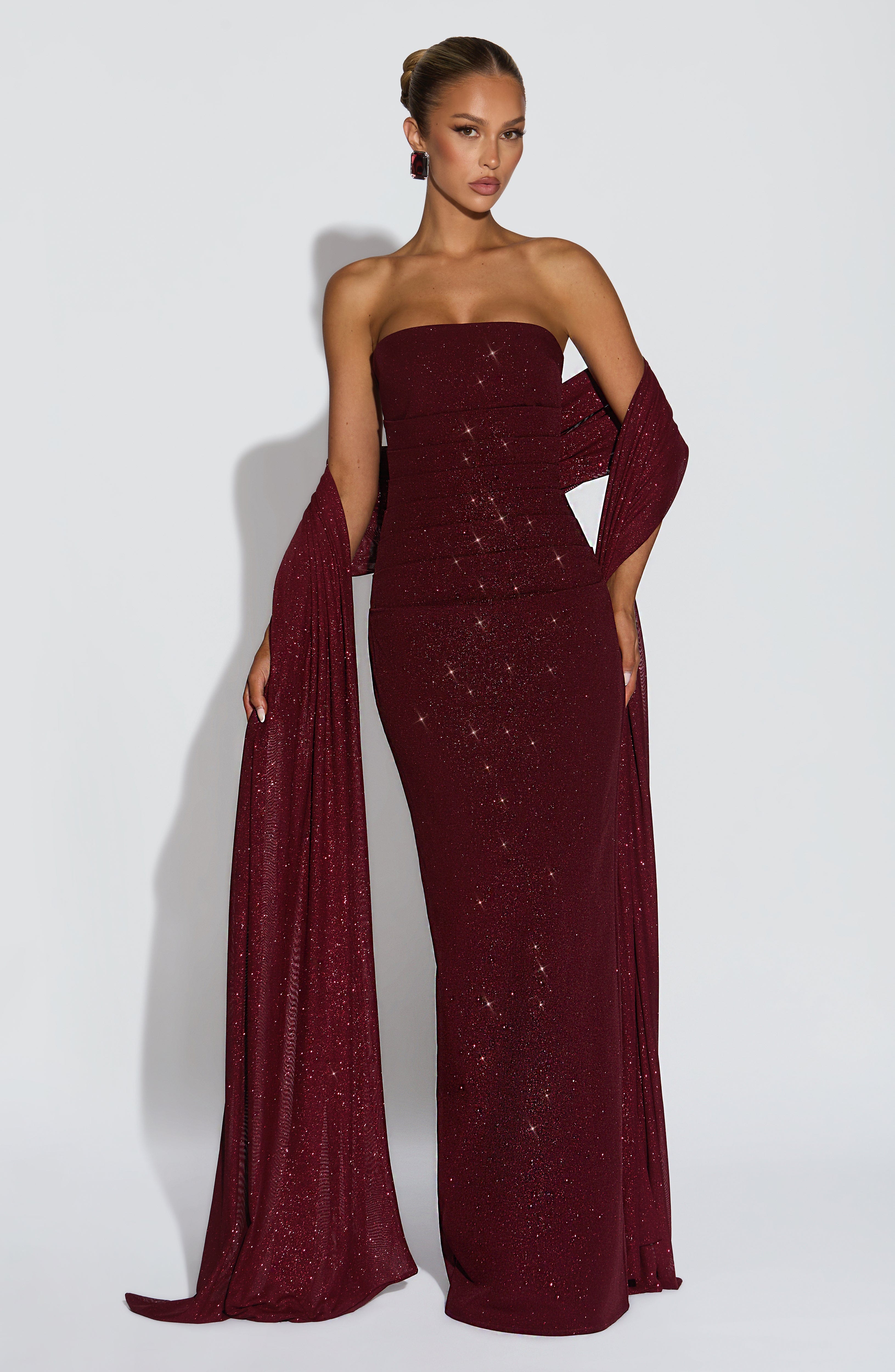 Pandra Wine Sparkle Maxi Dress