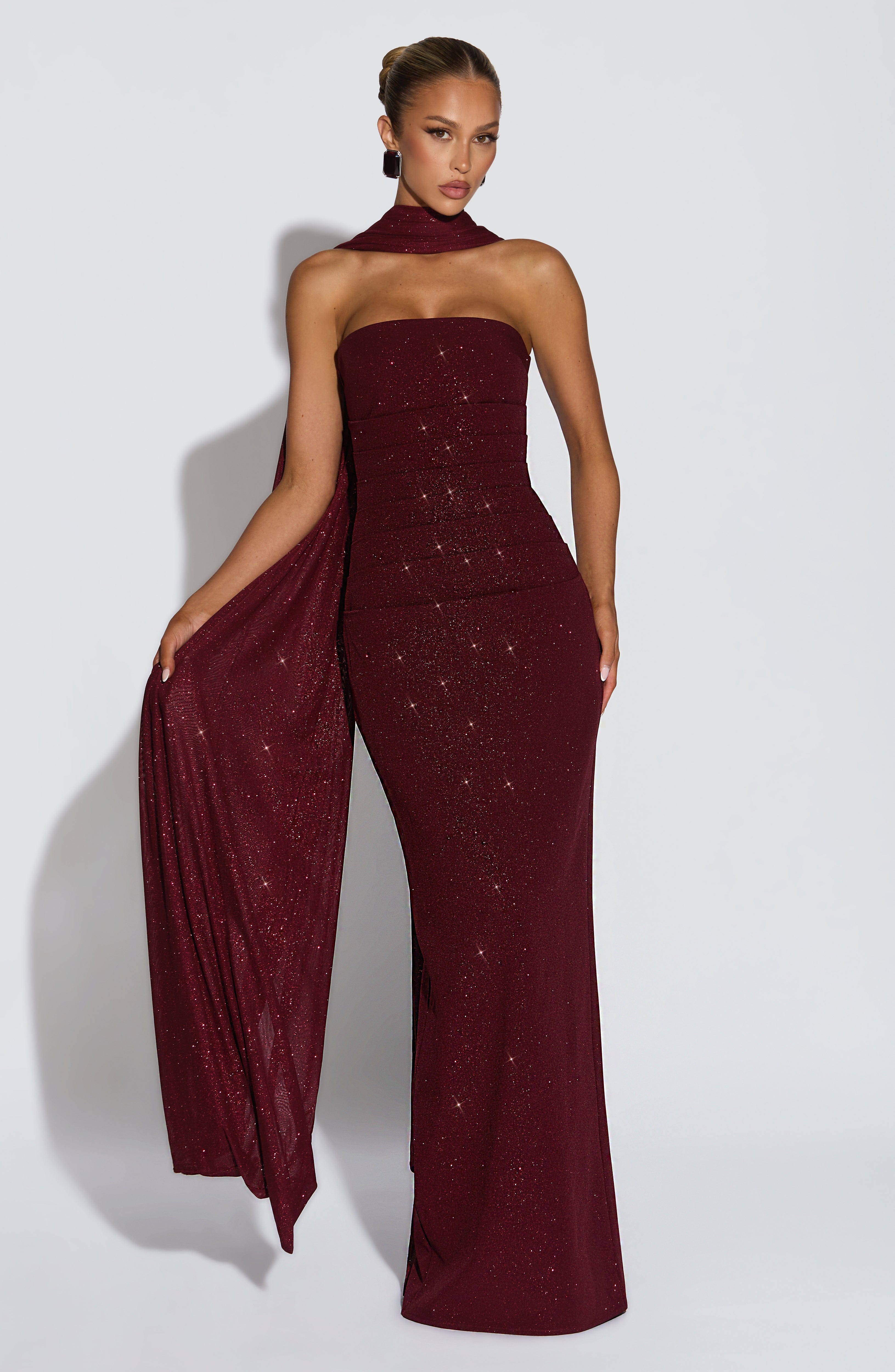 Pandra Wine Sparkle Maxi Dress