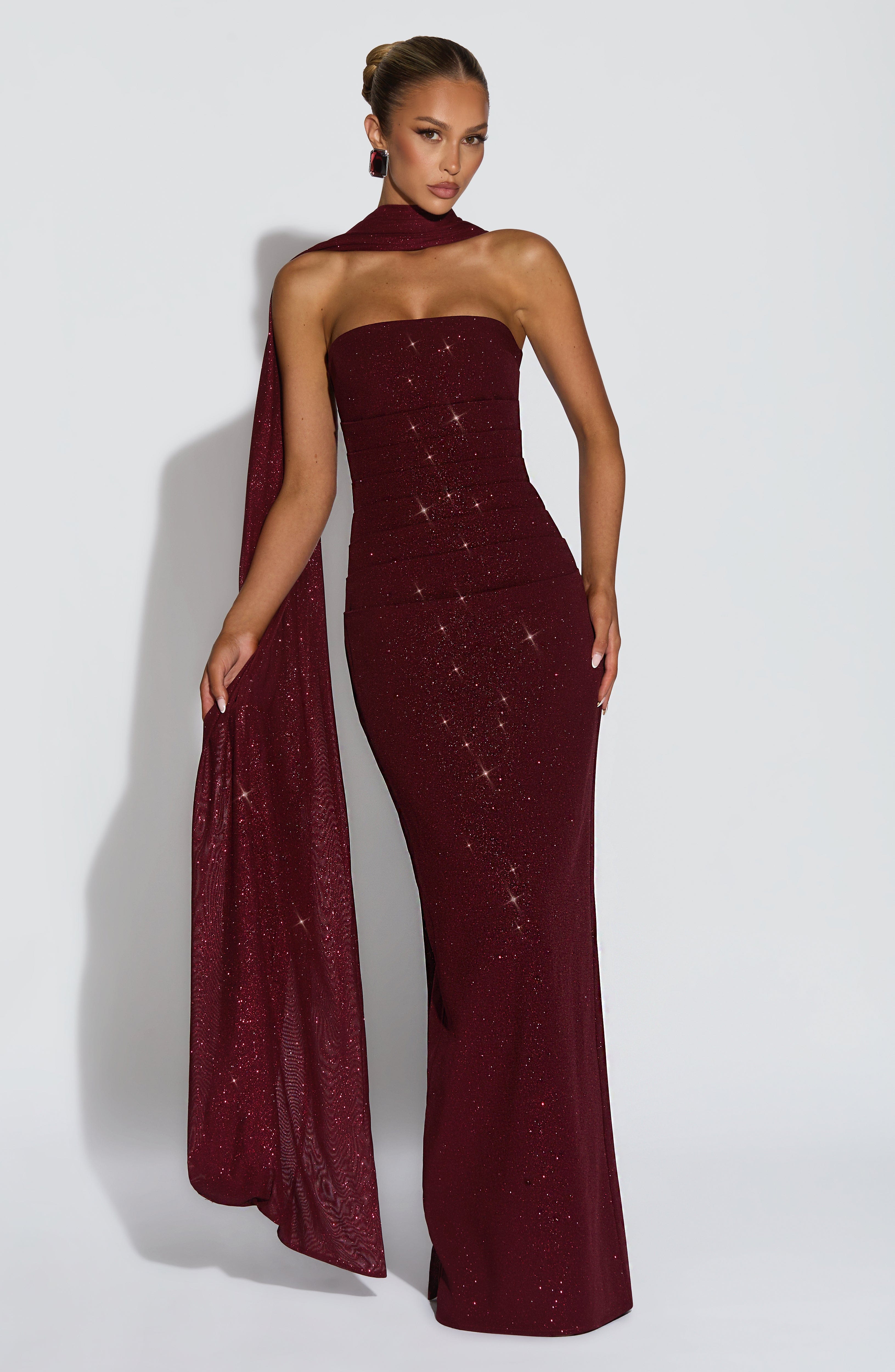 Pandra Wine Sparkle Maxi Dress