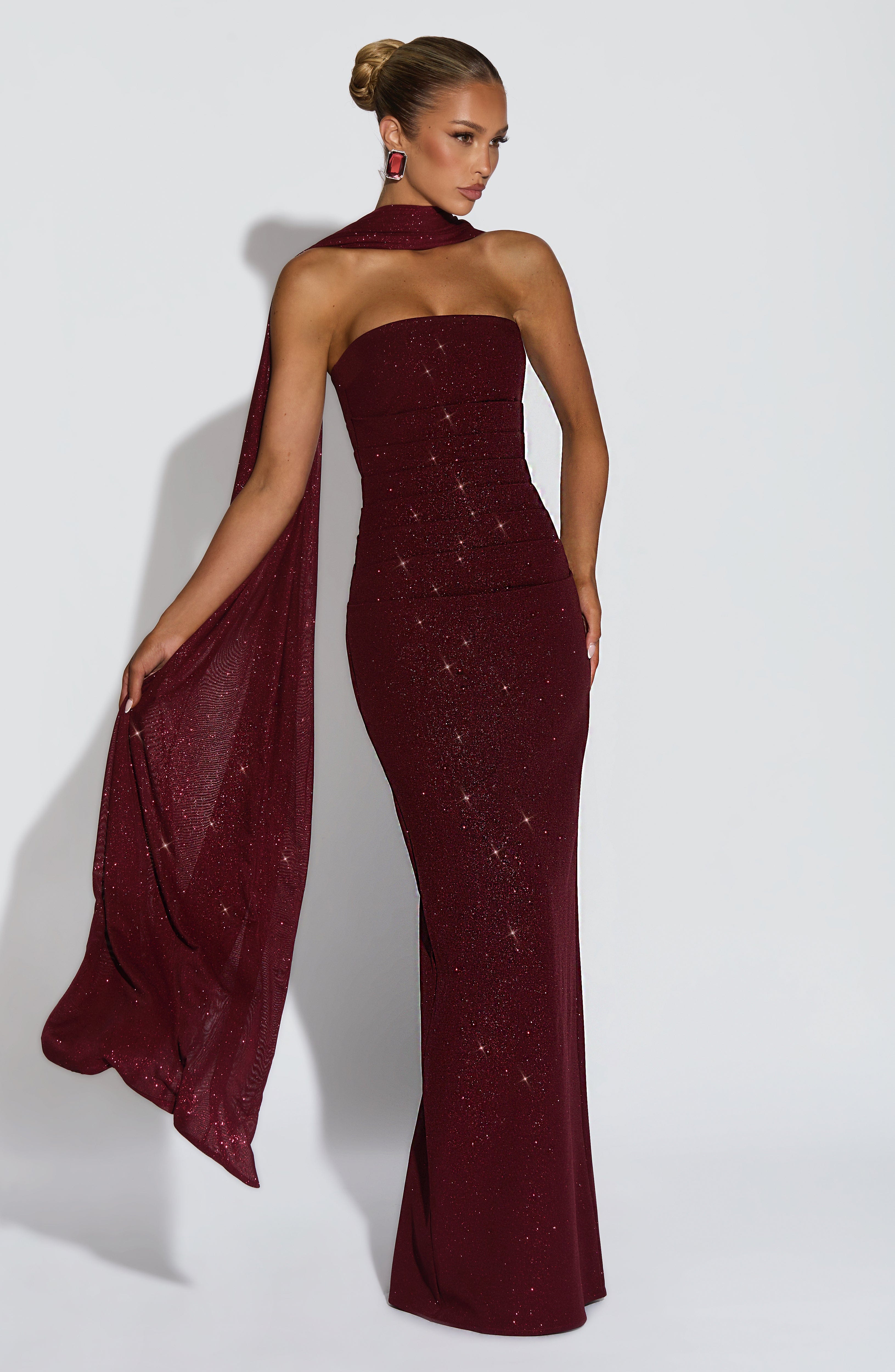 Pandra Wine Sparkle Maxi Dress
