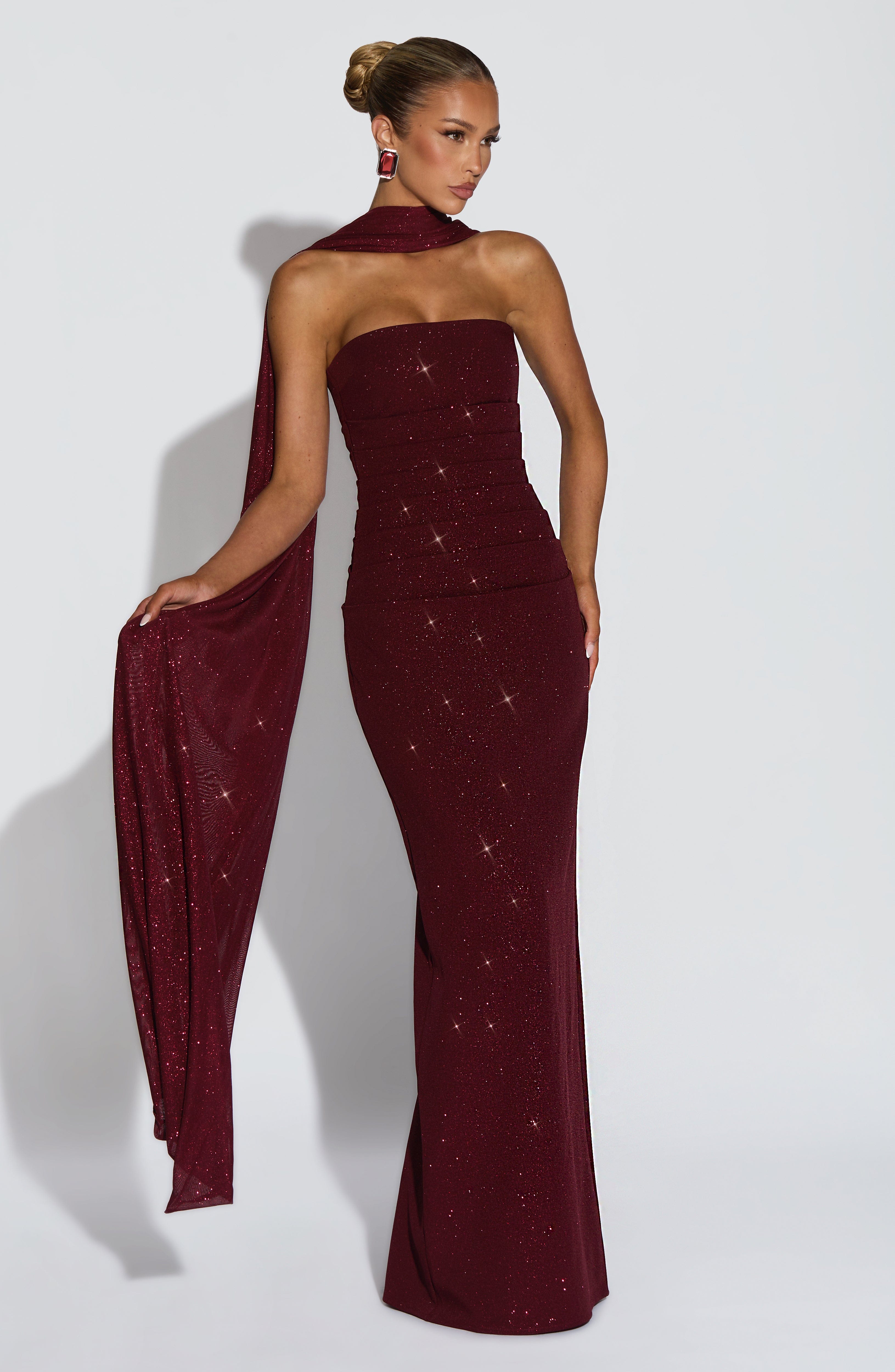 Pandra Wine Sparkle Maxi Dress