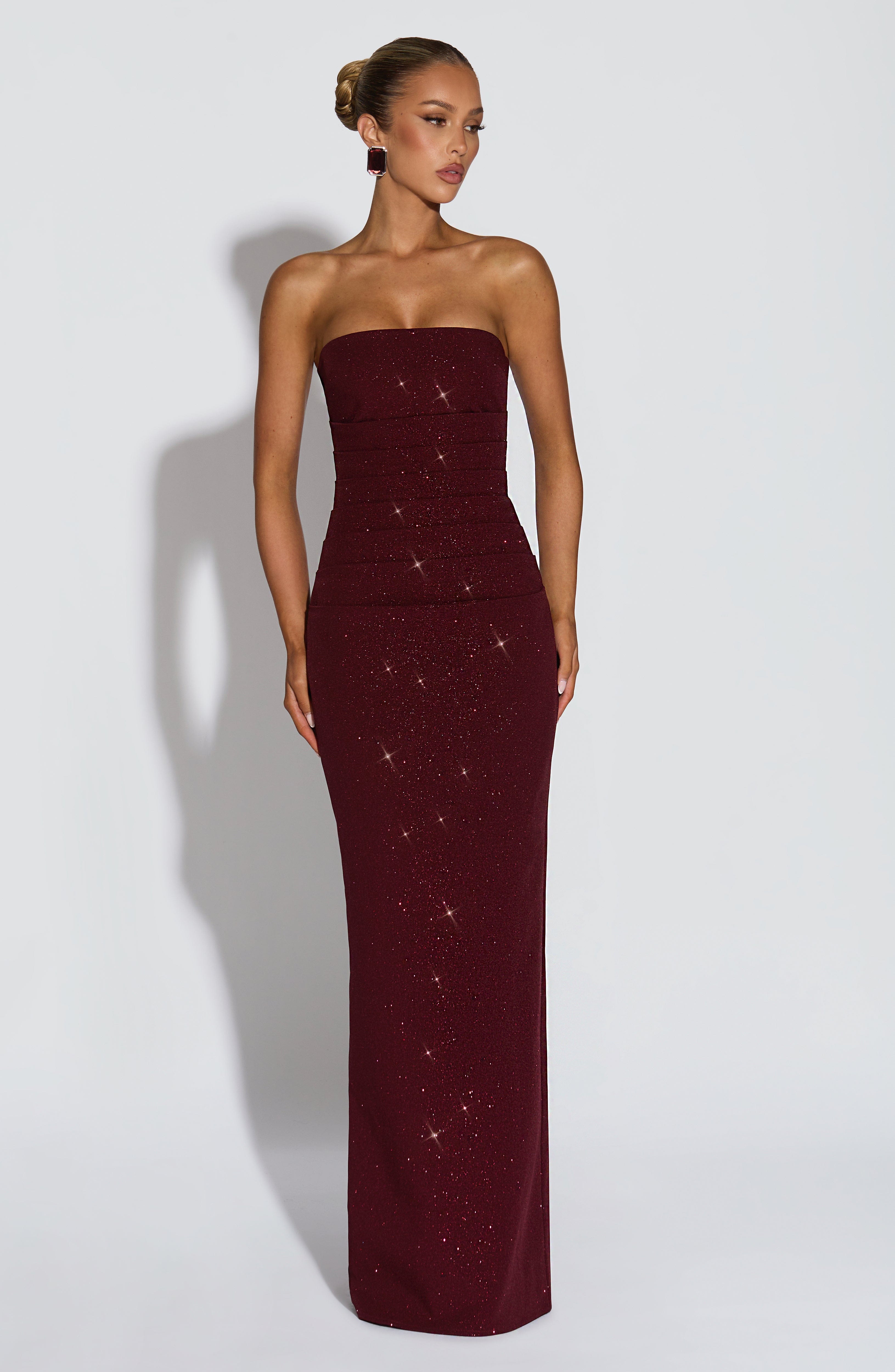 Pandra Wine Sparkle Maxi Dress