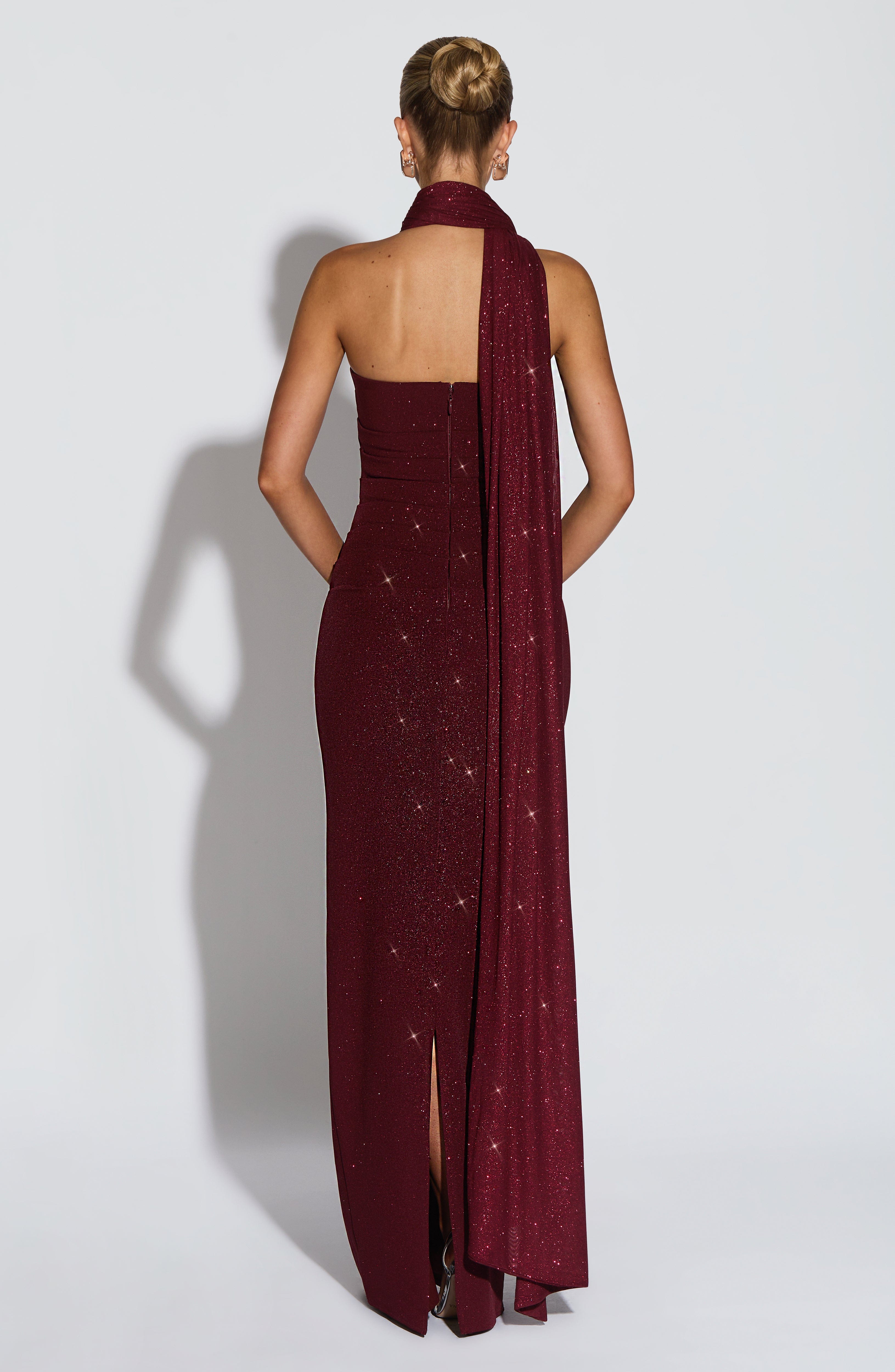 Pandra Wine Sparkle Maxi Dress