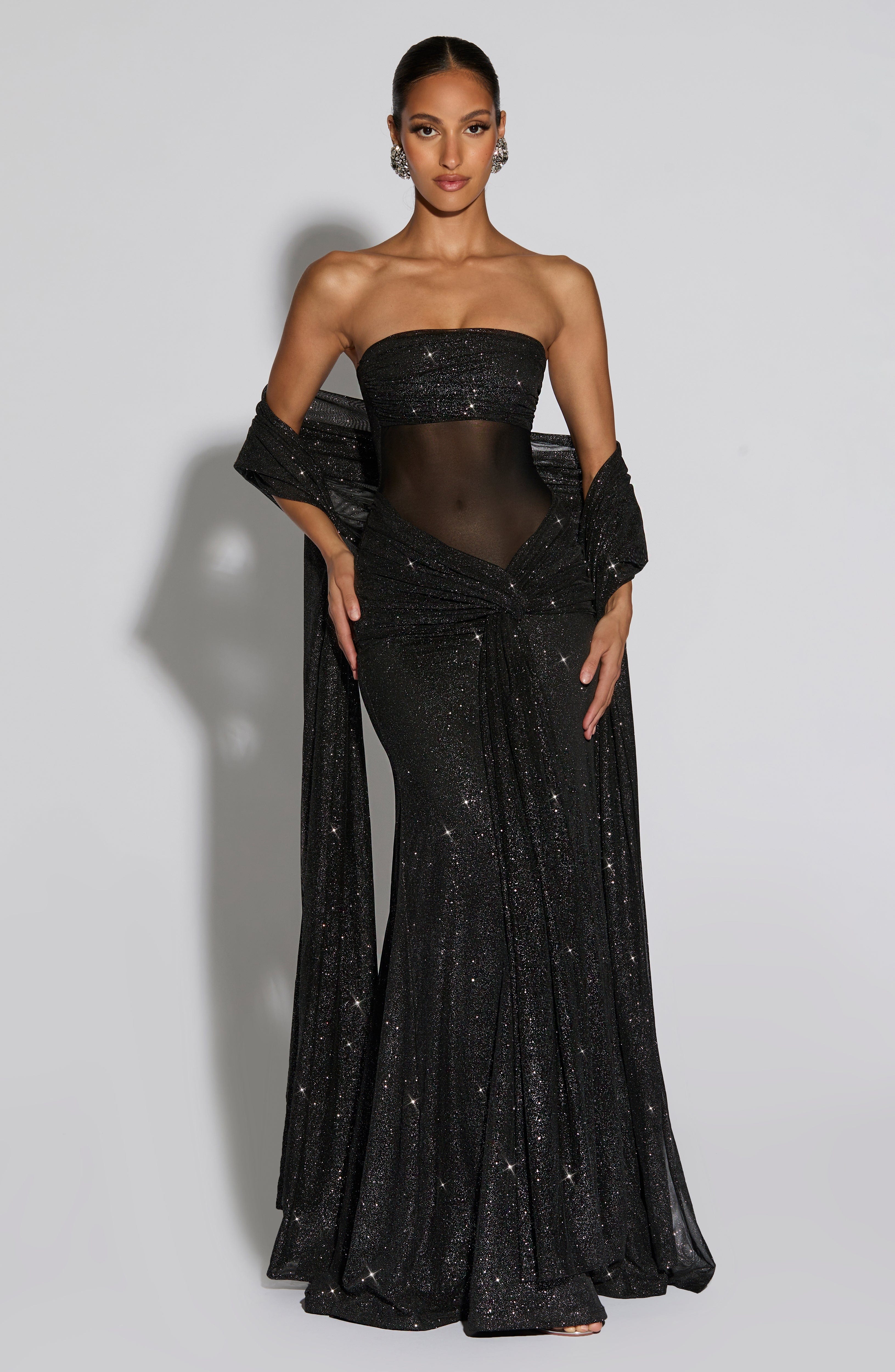 Paula Black Sparkle Maxi Dress