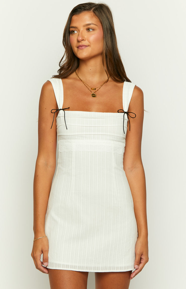 Taylor Lace Square Neck Mini Party Dress - White - ICYBOO